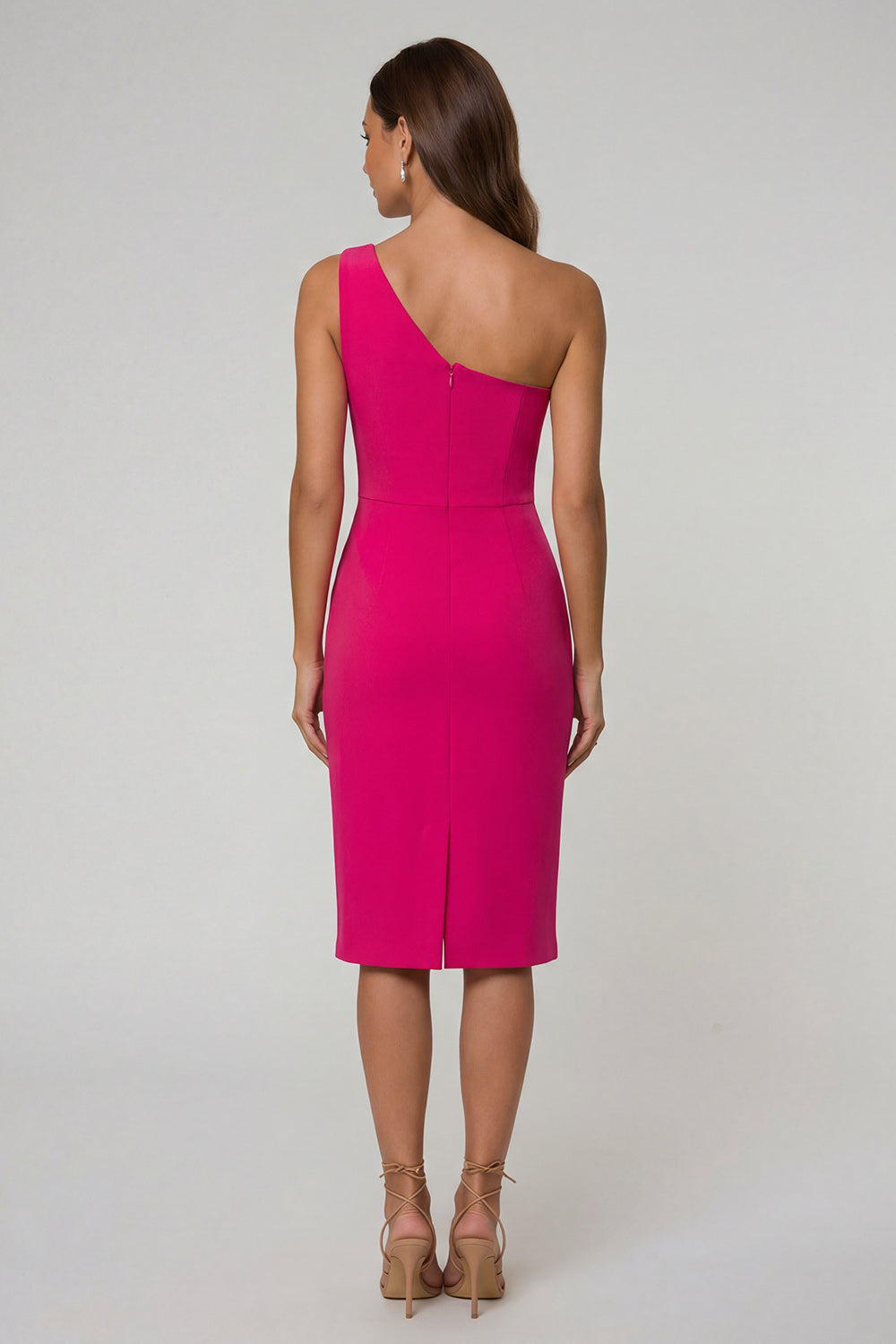Black One Shoulder Cut Out Work Dress with Slit