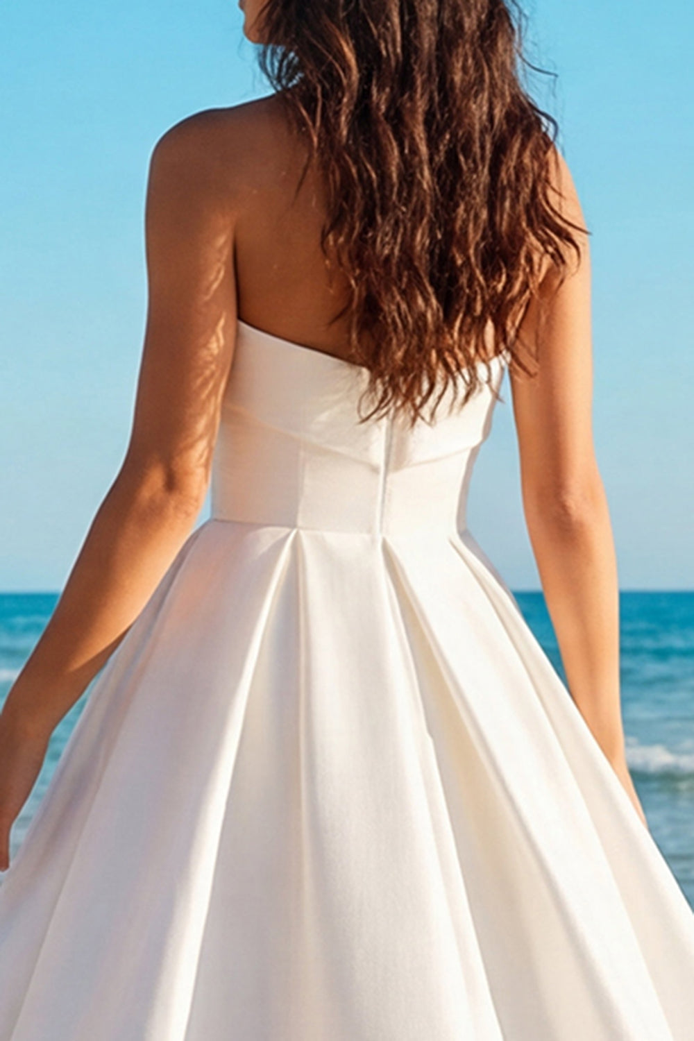 Ivory A Line Strapless Satin Wedding Dress