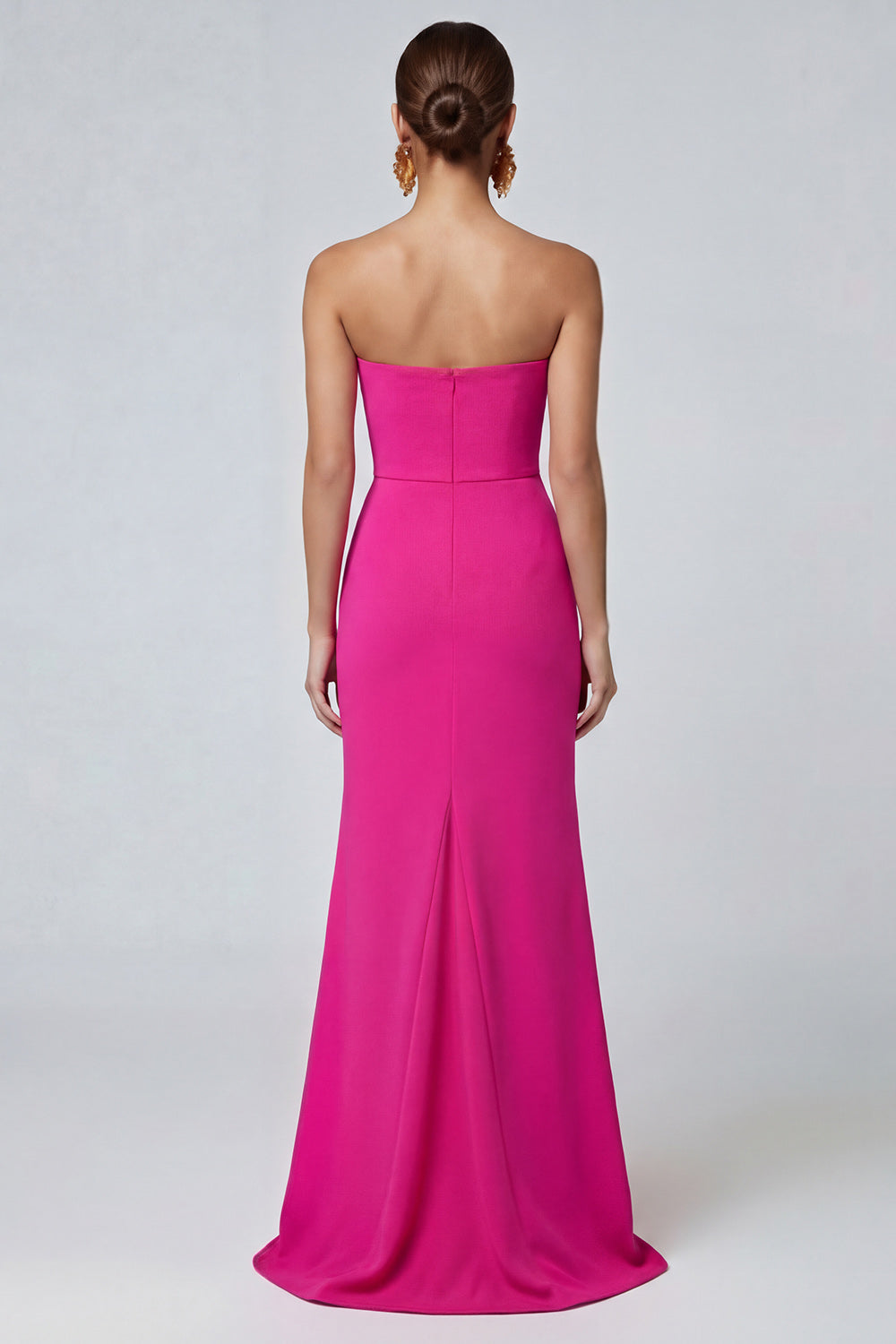 Strapless Fuchsia and Red Mermaid Ruched Formal Dress