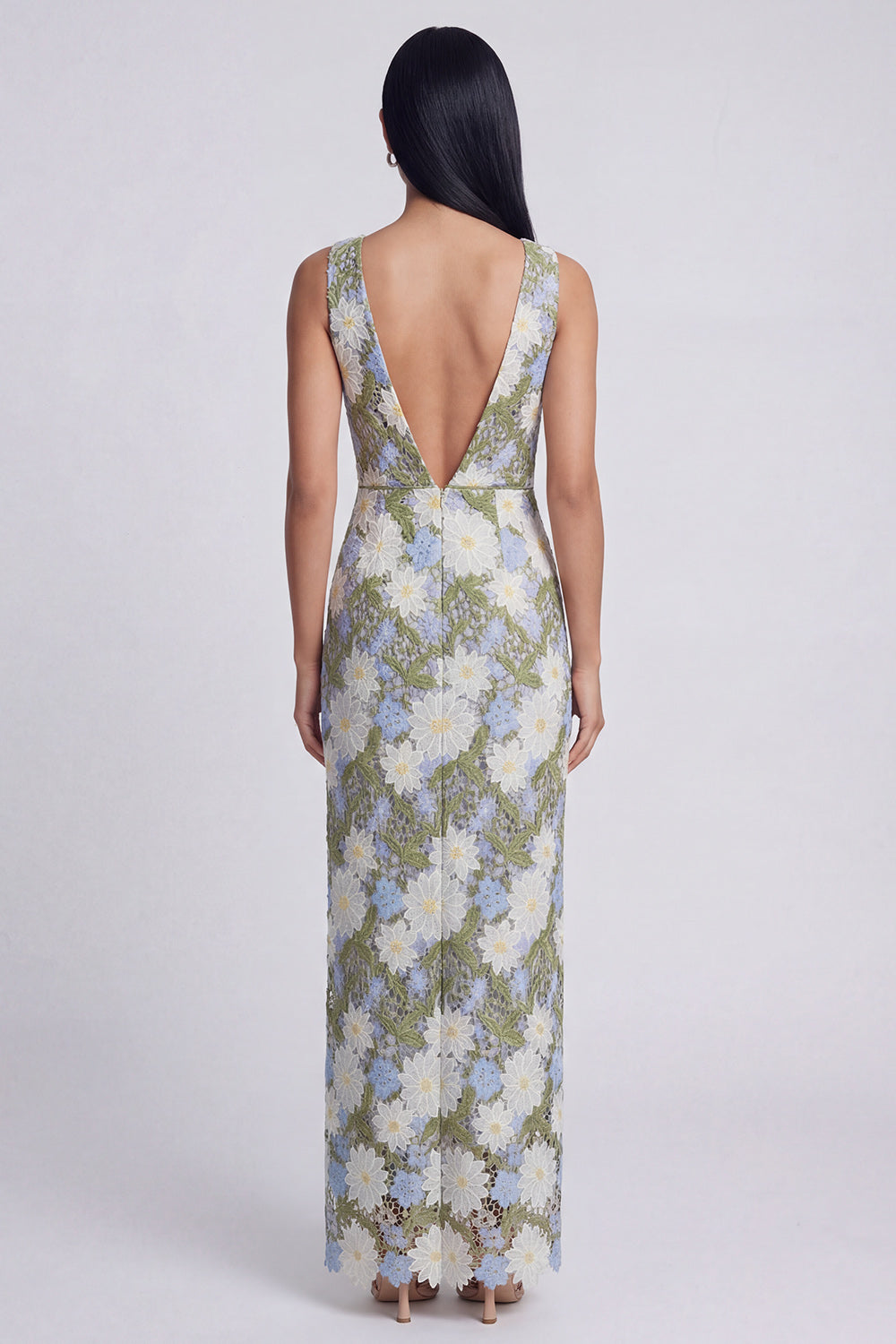 Floral Green Sheath V Neck Wedding Guest Dress