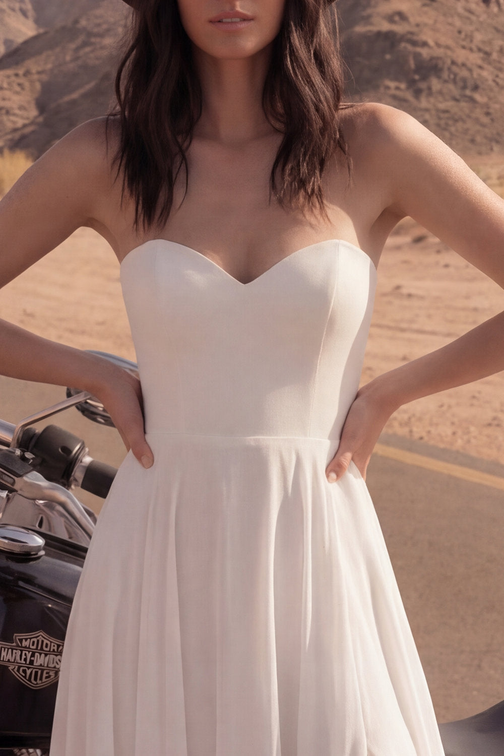 Strapless A Line Ivory Maxi Wedding Dress with Slit