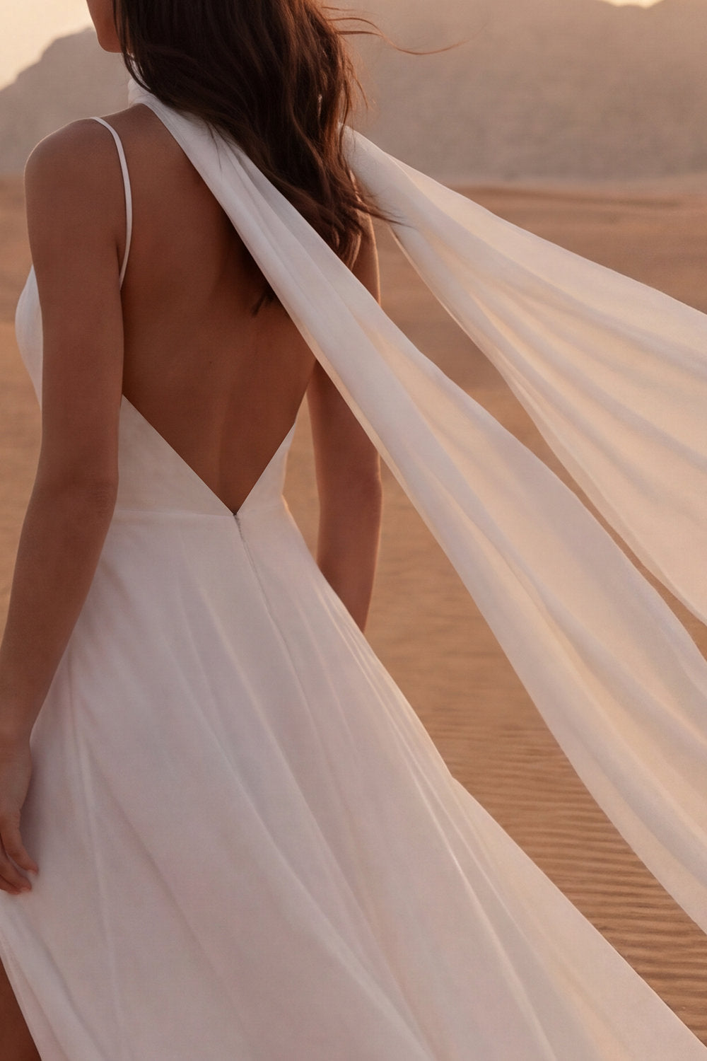 A Line Ivory Maxi Boho Wedding Dress with Slit