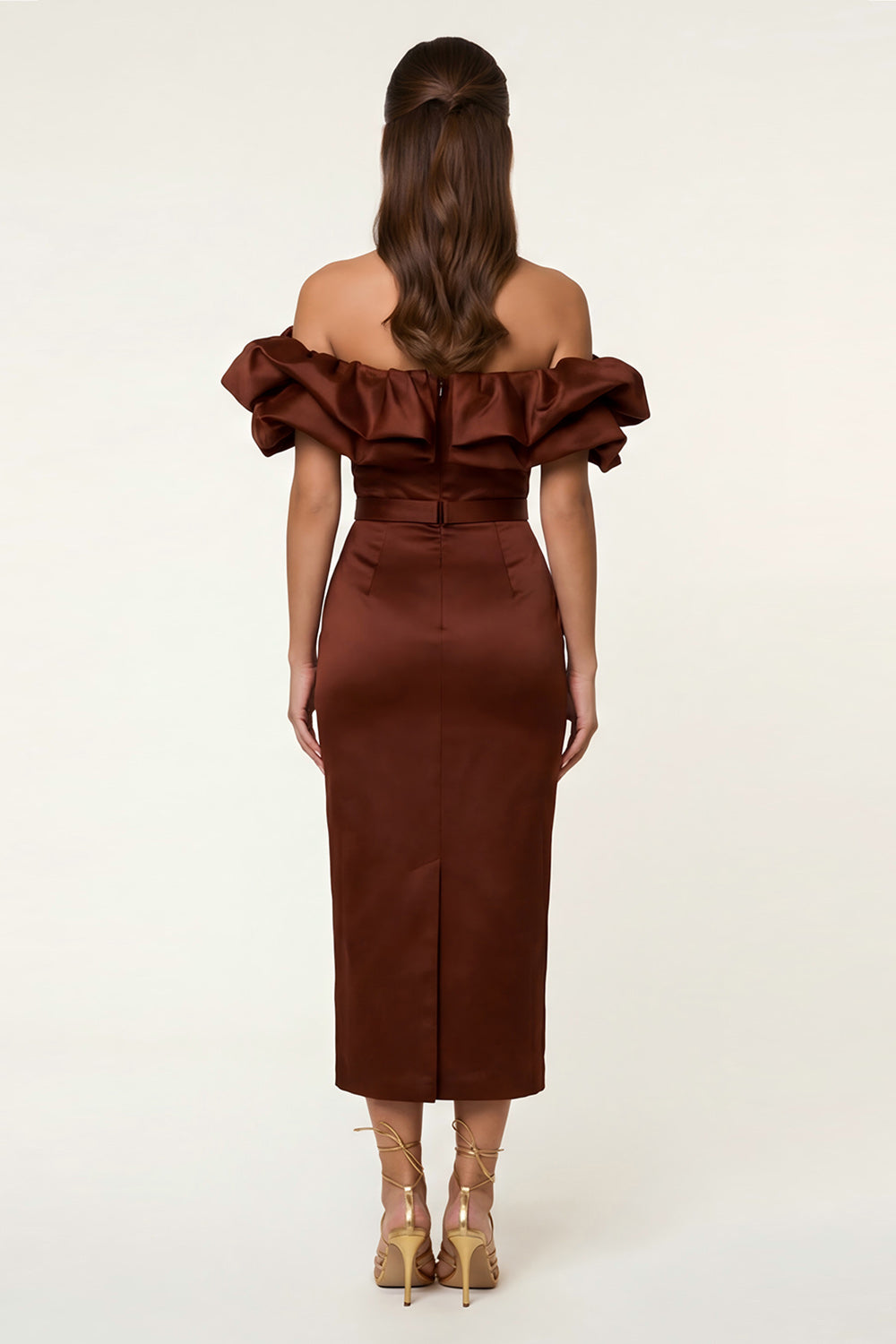 Off the Shoulder Black Ruffled Bodycon Work Dress