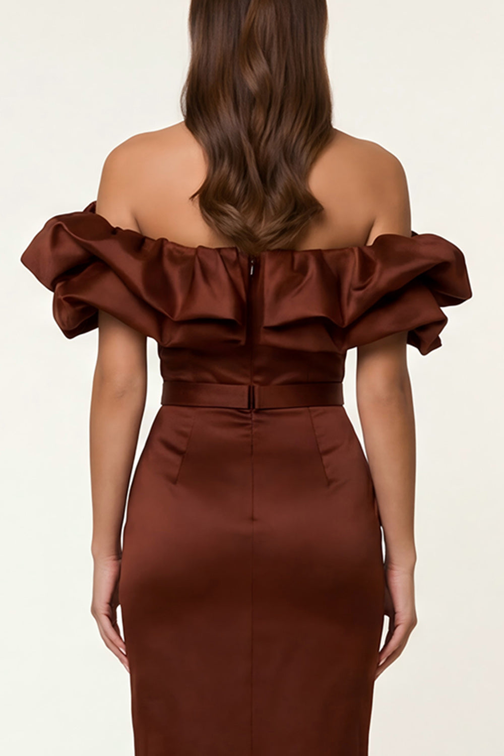 Off the Shoulder Black Ruffled Bodycon Work Dress