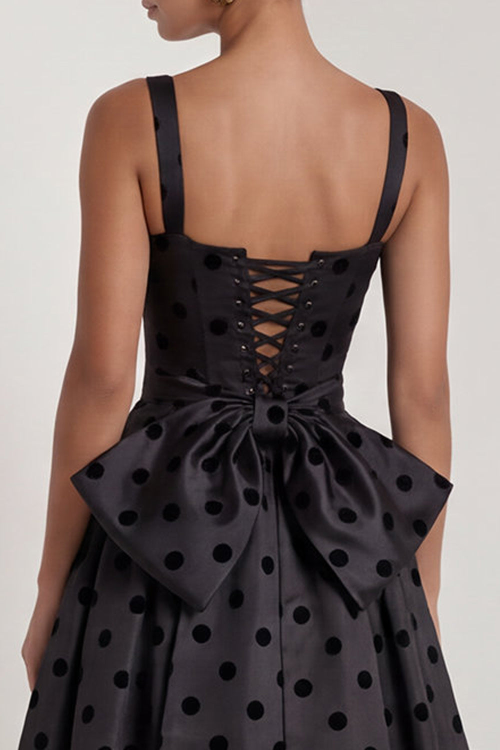 Black A Line Polka Dot Maxi Formal Dress