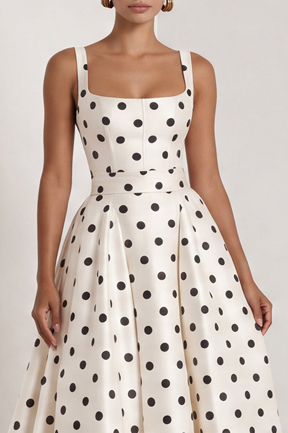 Black A Line Polka Dot Maxi Formal Dress