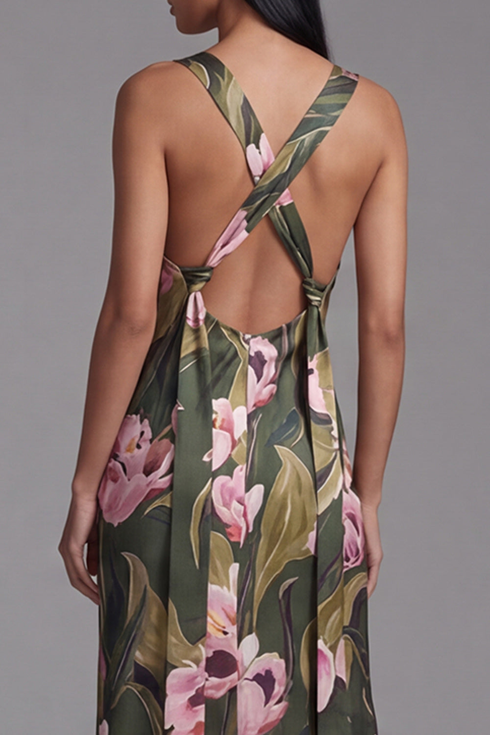 Olive A Line Cut Out Floral Maxi Formal Dress