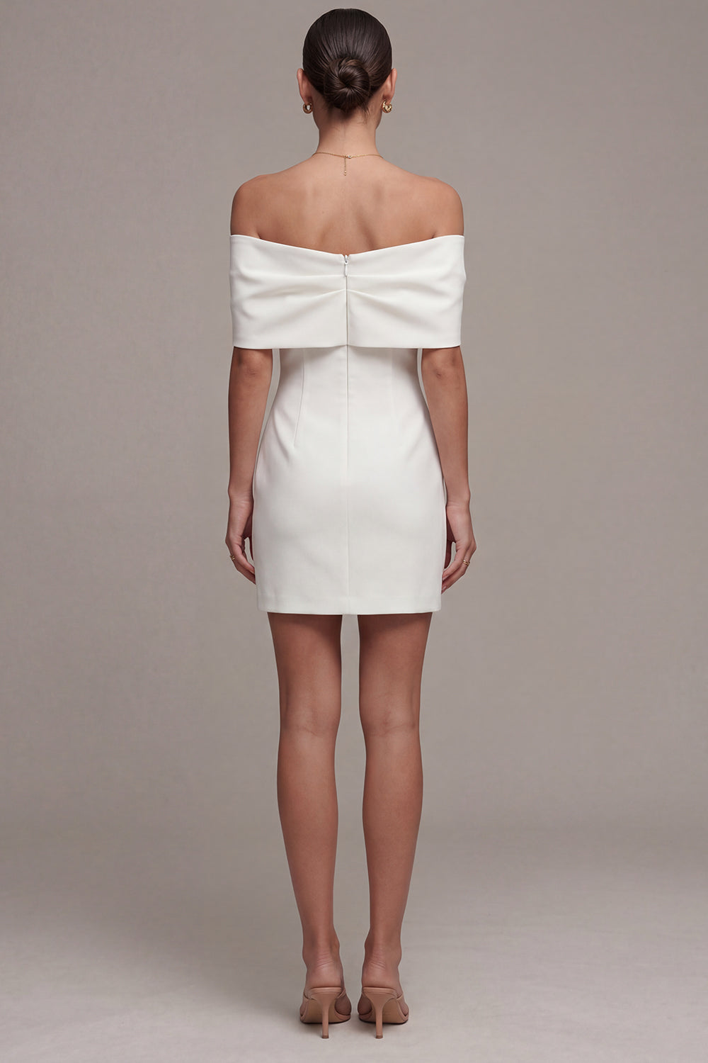 Off the Shoulder Bowed White Mini Engagement Dress