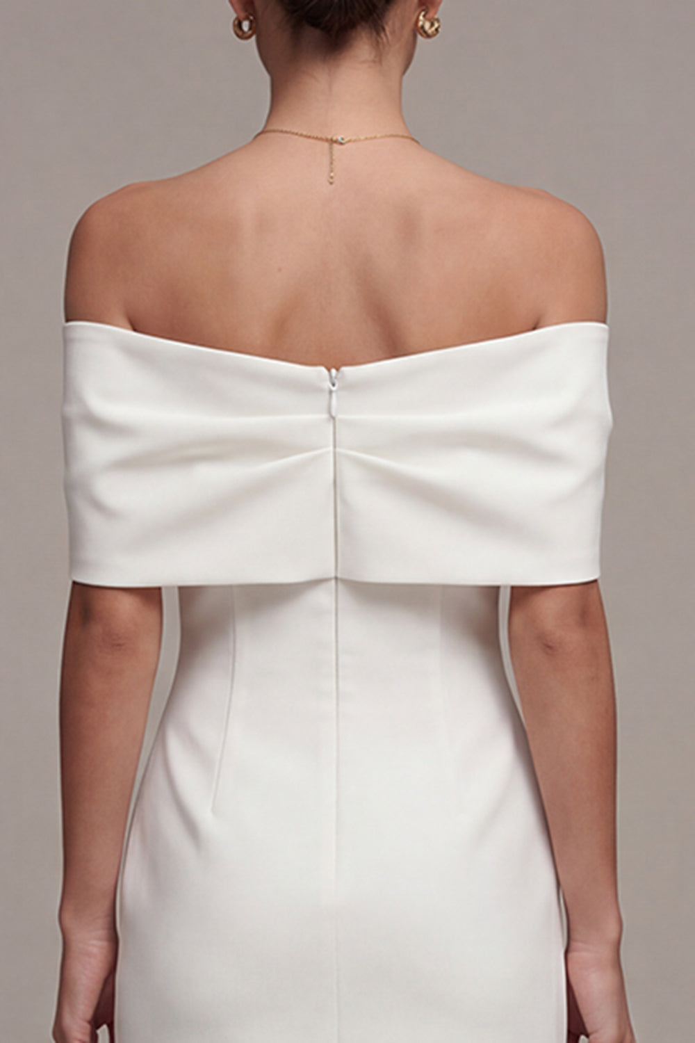 Off the Shoulder Bowed White Mini Engagement Dress