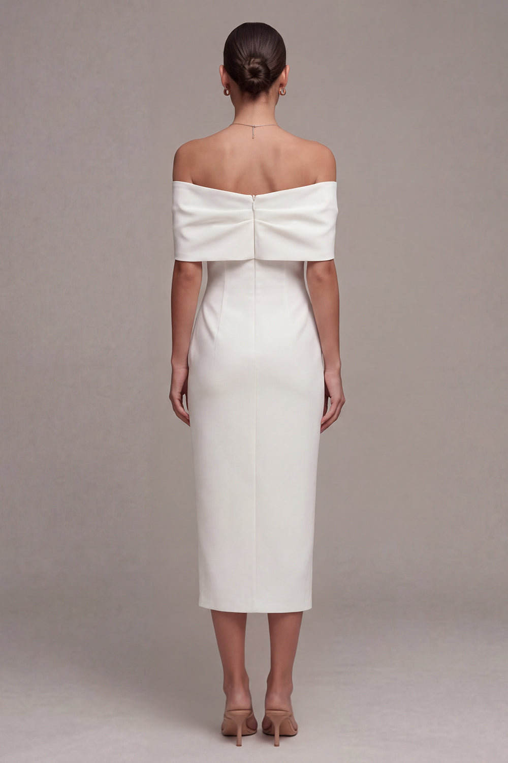 Off the Shoulder Bowed Bodycon White Engagement Dress