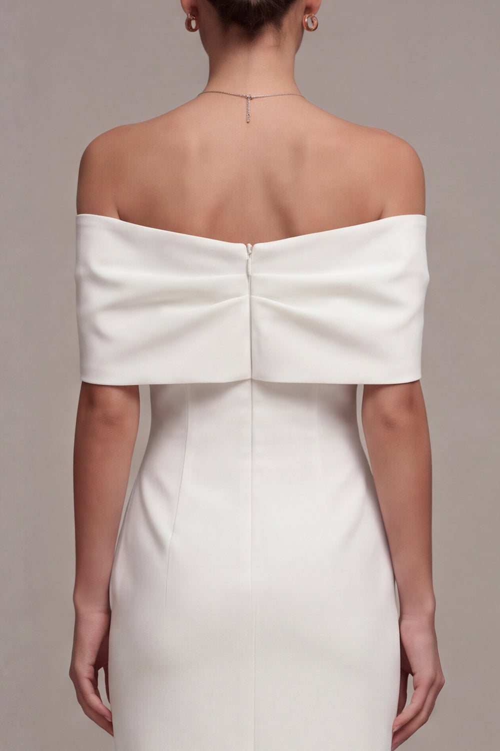 Off the Shoulder Bowed Bodycon White Engagement Dress