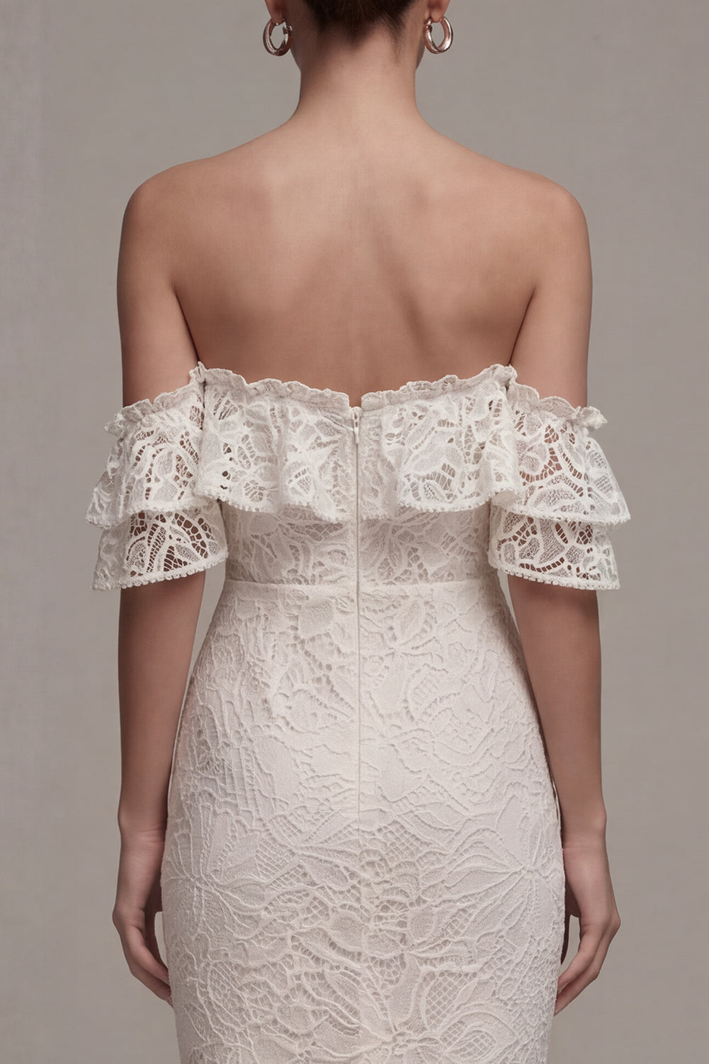 White Lace Off the Shoulder Mermaid Engagement Dress
