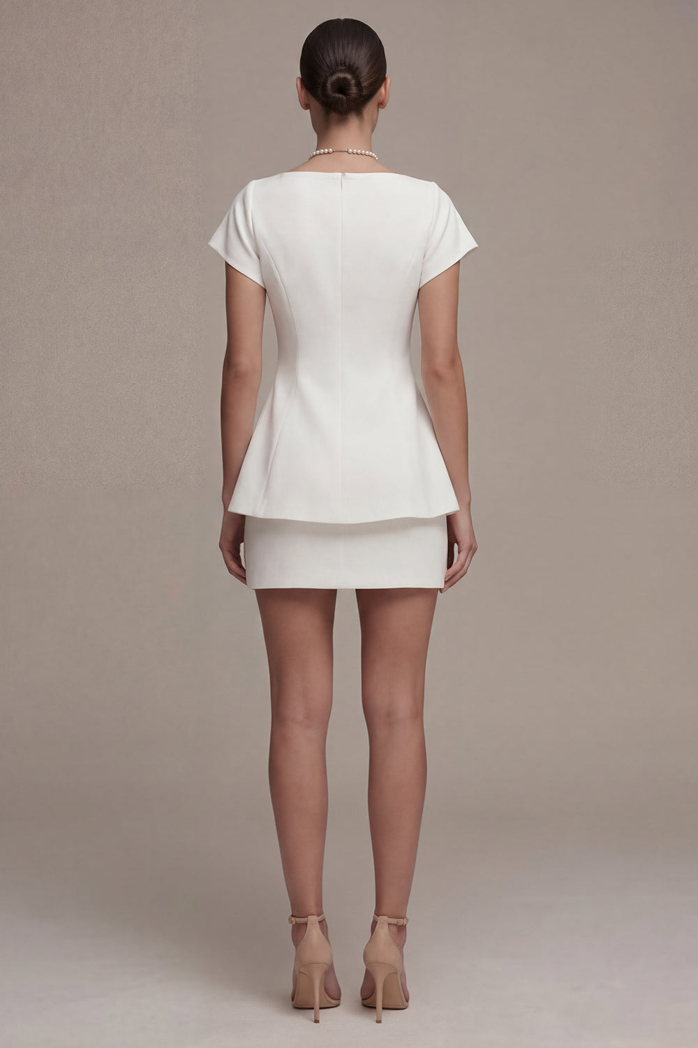 White Bodycon Bateau Neck Mini Engagement Dress