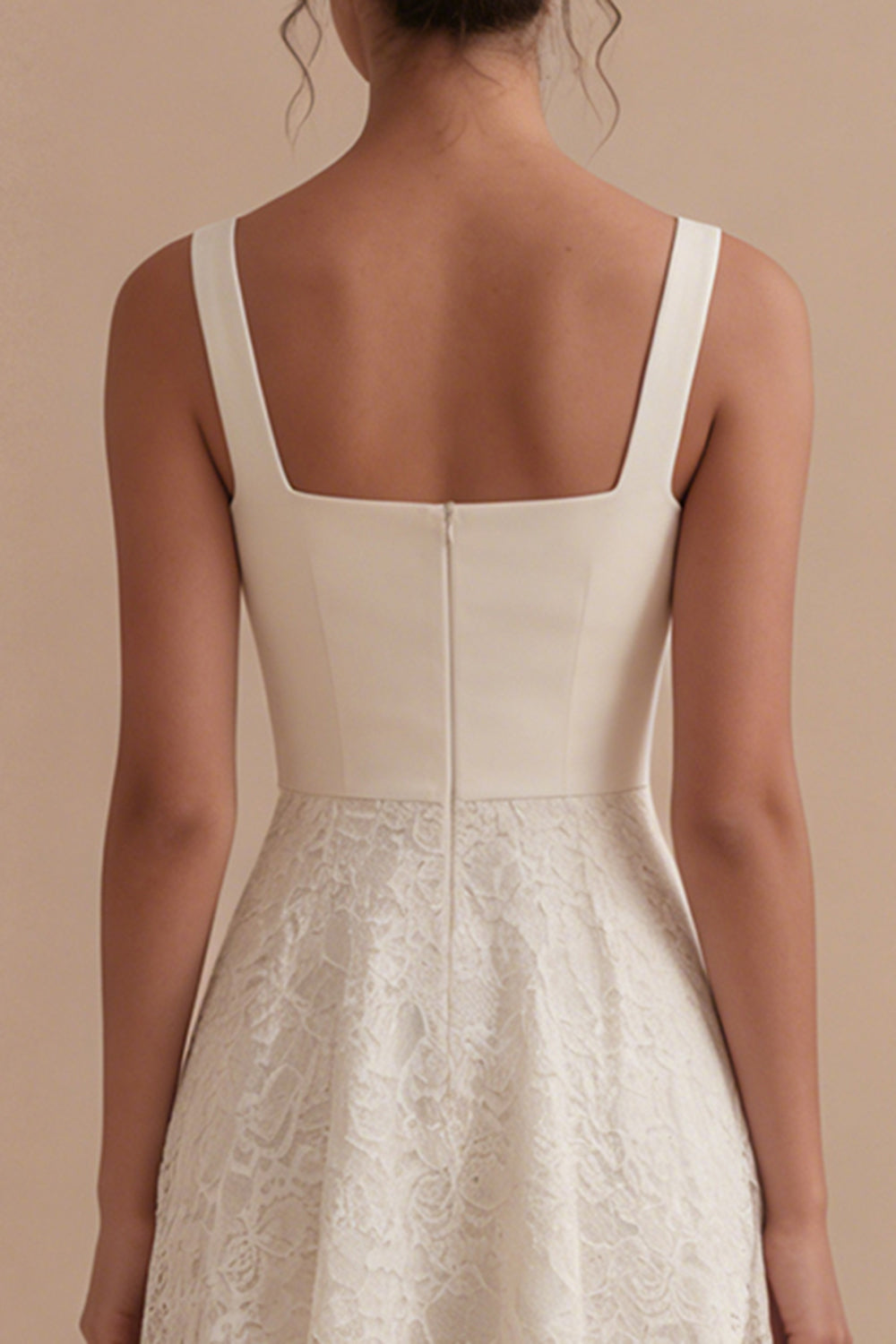 Ivory Lace A Line Midi Engagement Dress