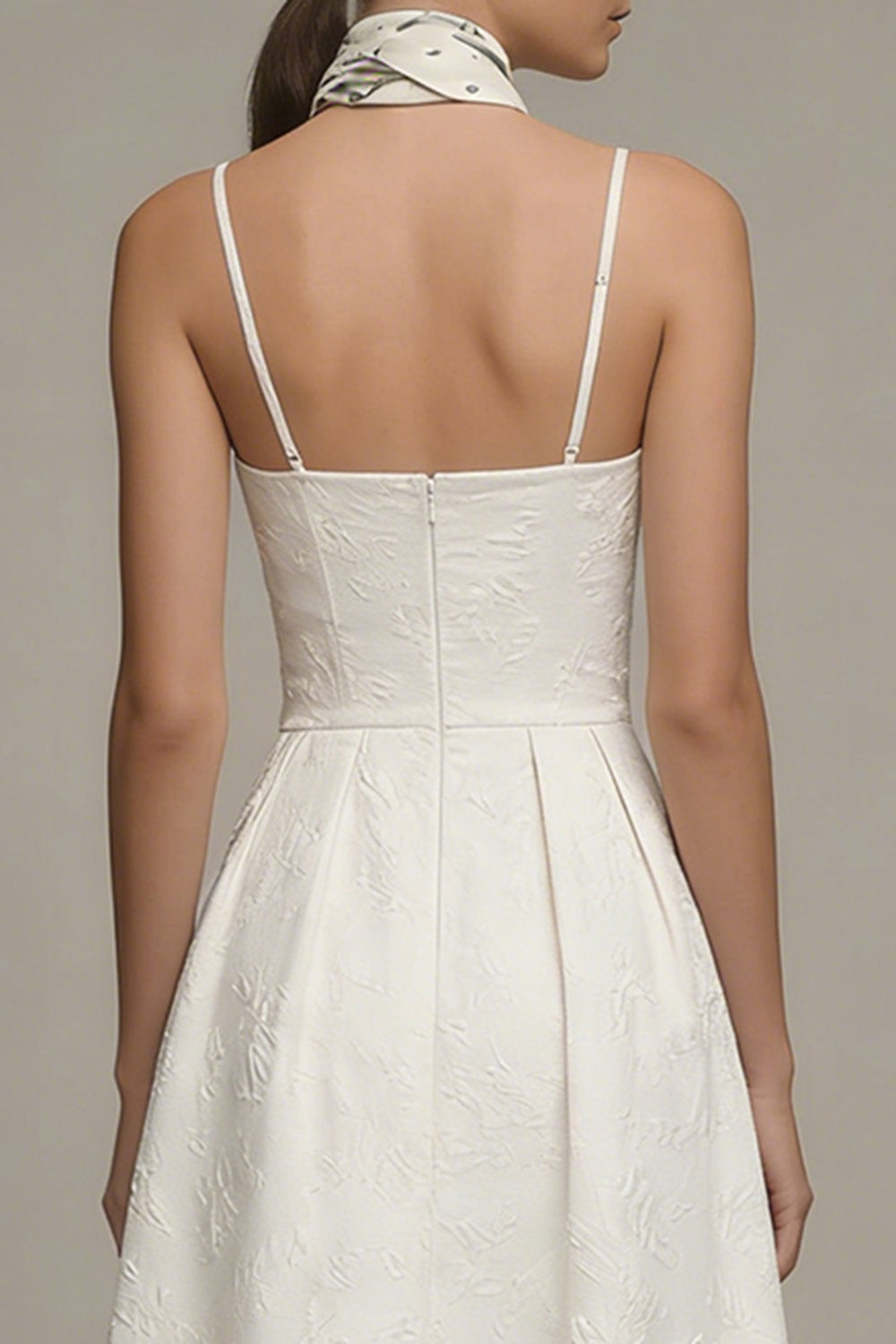 Jacquard Ivory A Line Midi Engagement Dress