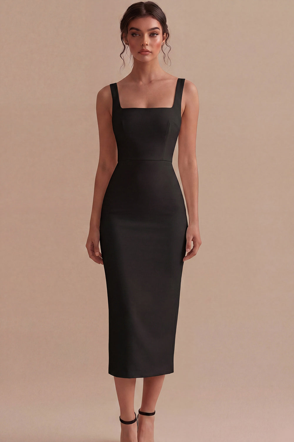 Satin White Bodycon Midi Engagement Dress with Slit