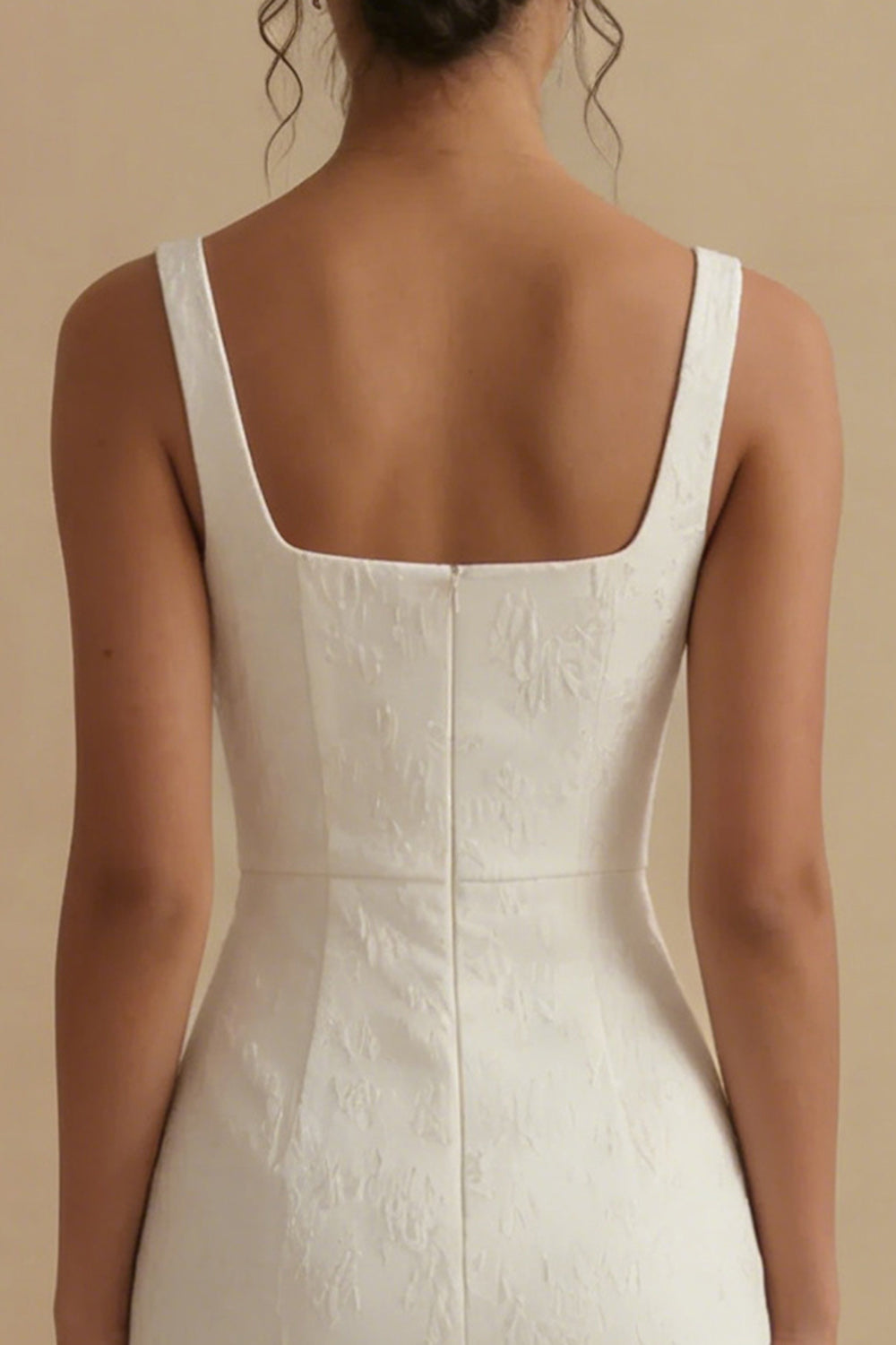 Jacquard Mermaid White Midi Engagement Dress
