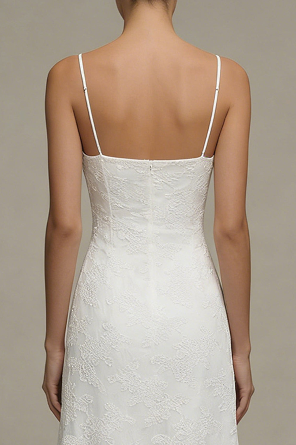 A Line Appliqued Midi White Dress
