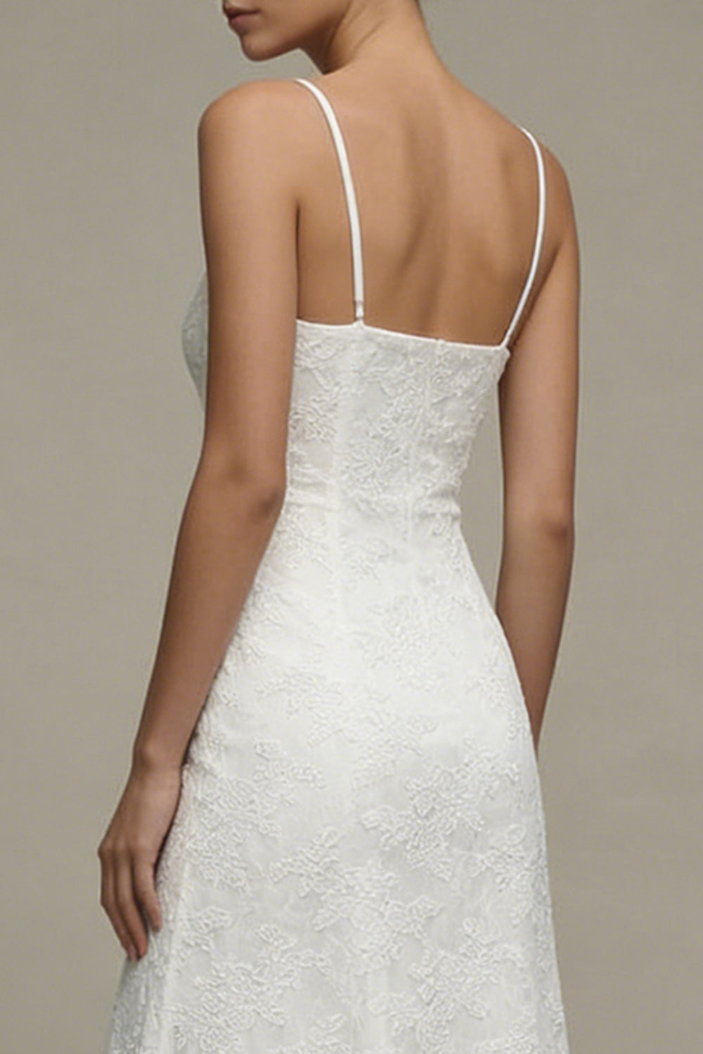A Line Appliqued Midi White Dress