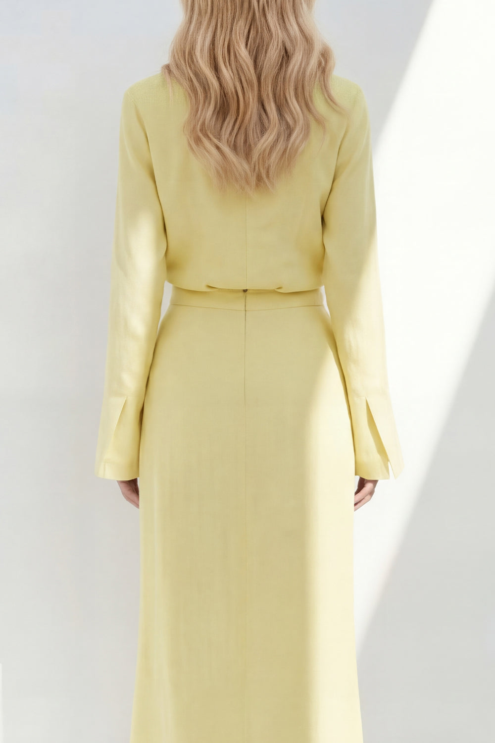 Notched Lapel Yellow 2 Piece A Line Women's Linen Suits
