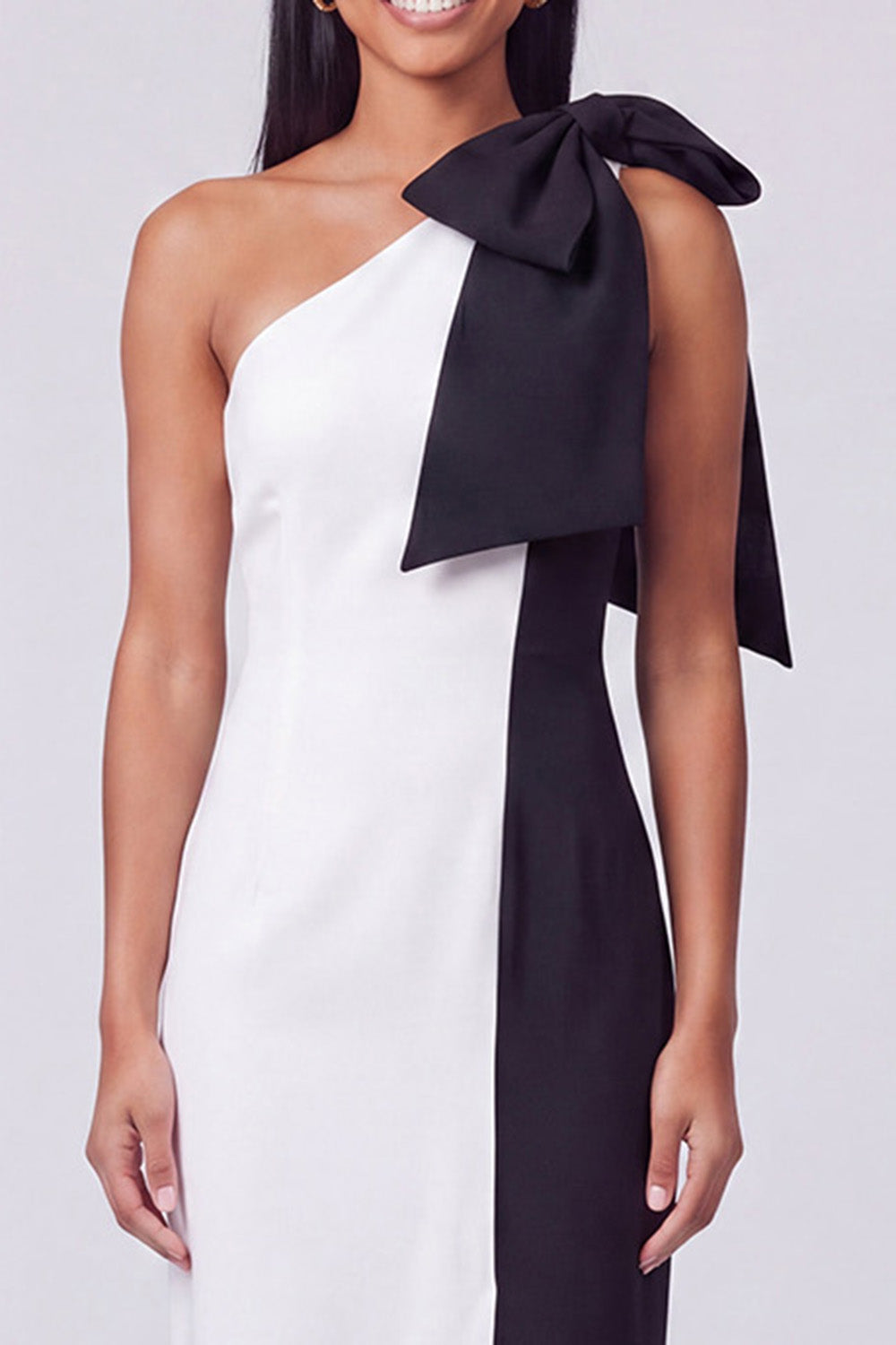 One Shoulder Bodycon ColorBlock Fuchsia and Red Formal Dress