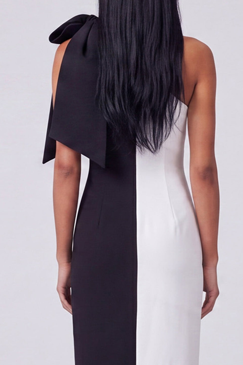 One Shoulder Bodycon ColorBlock Fuchsia and Red Formal Dress