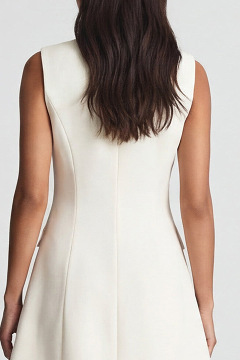 Ivory Peaked Lapel A Line Double Breasted Mini Work Dress