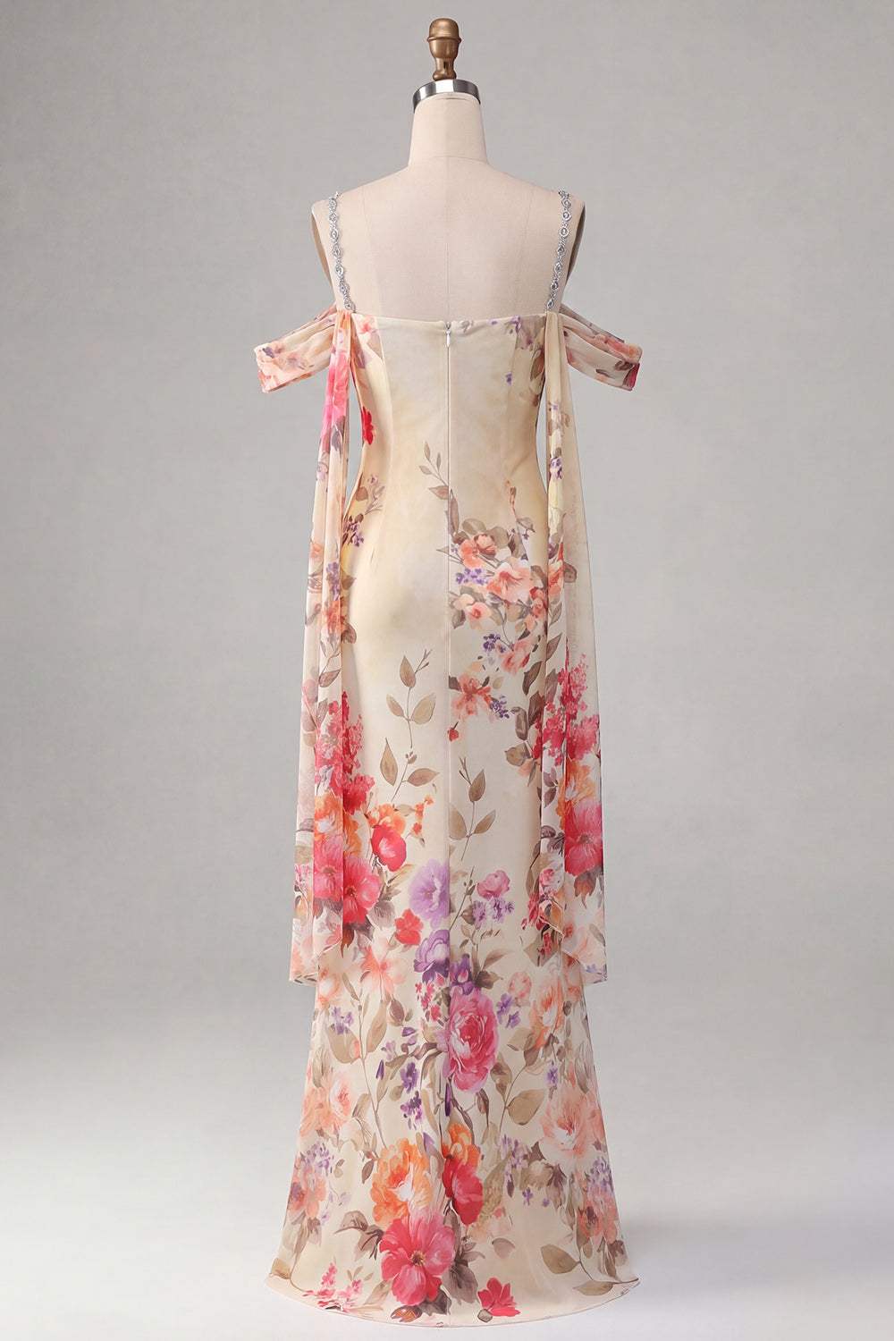 Sheath Black Cold Shoulder Floral Wedding Guest Dress with Sash