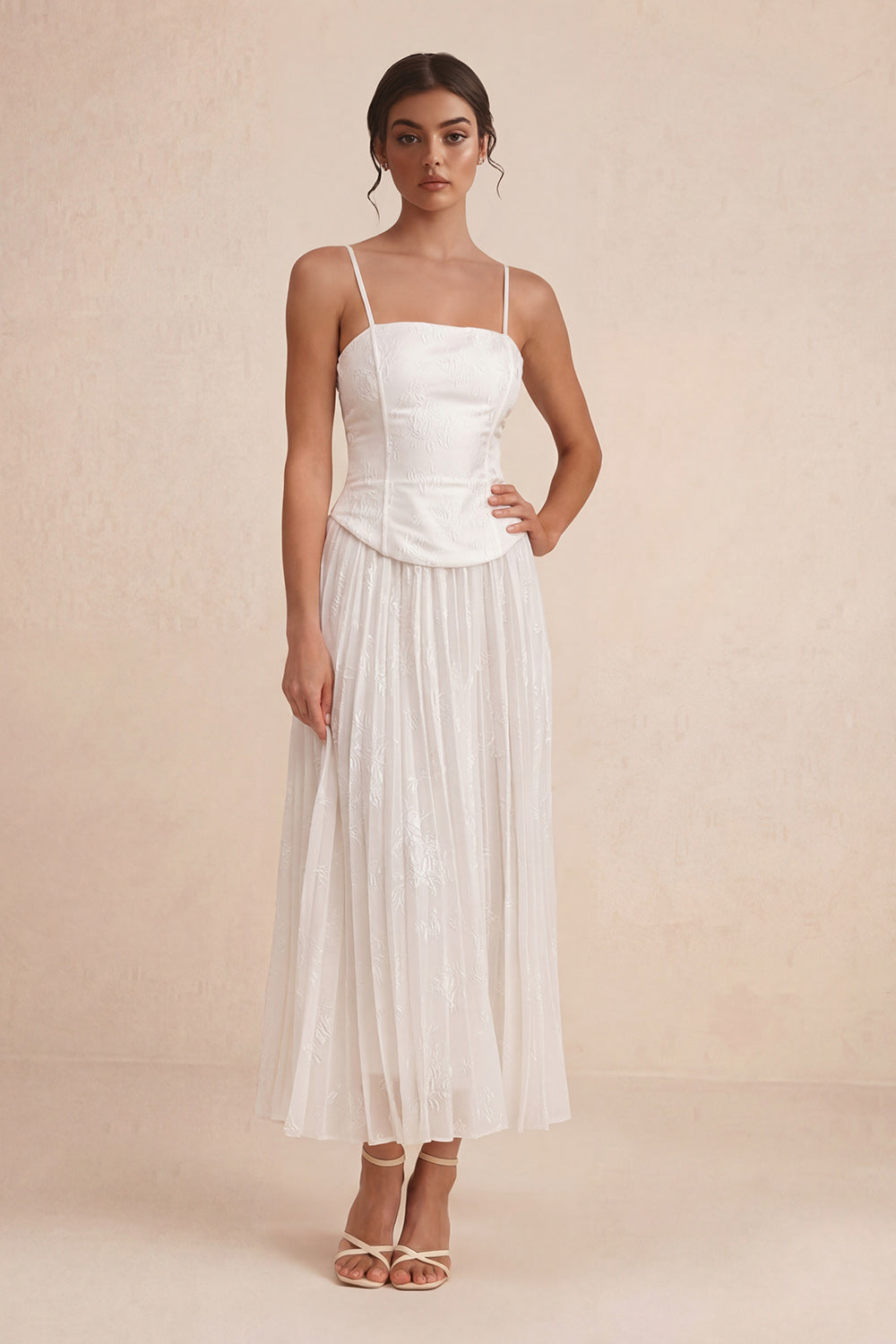 A Line Straphetti Straps White Dress