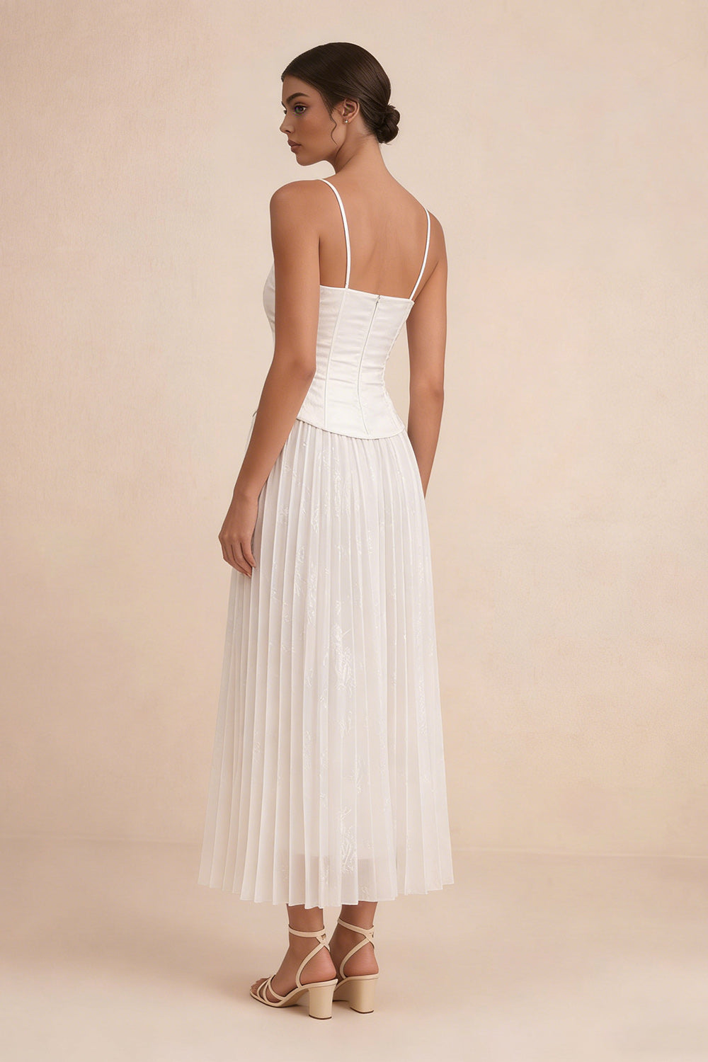 A Line Straphetti Straps White Dress