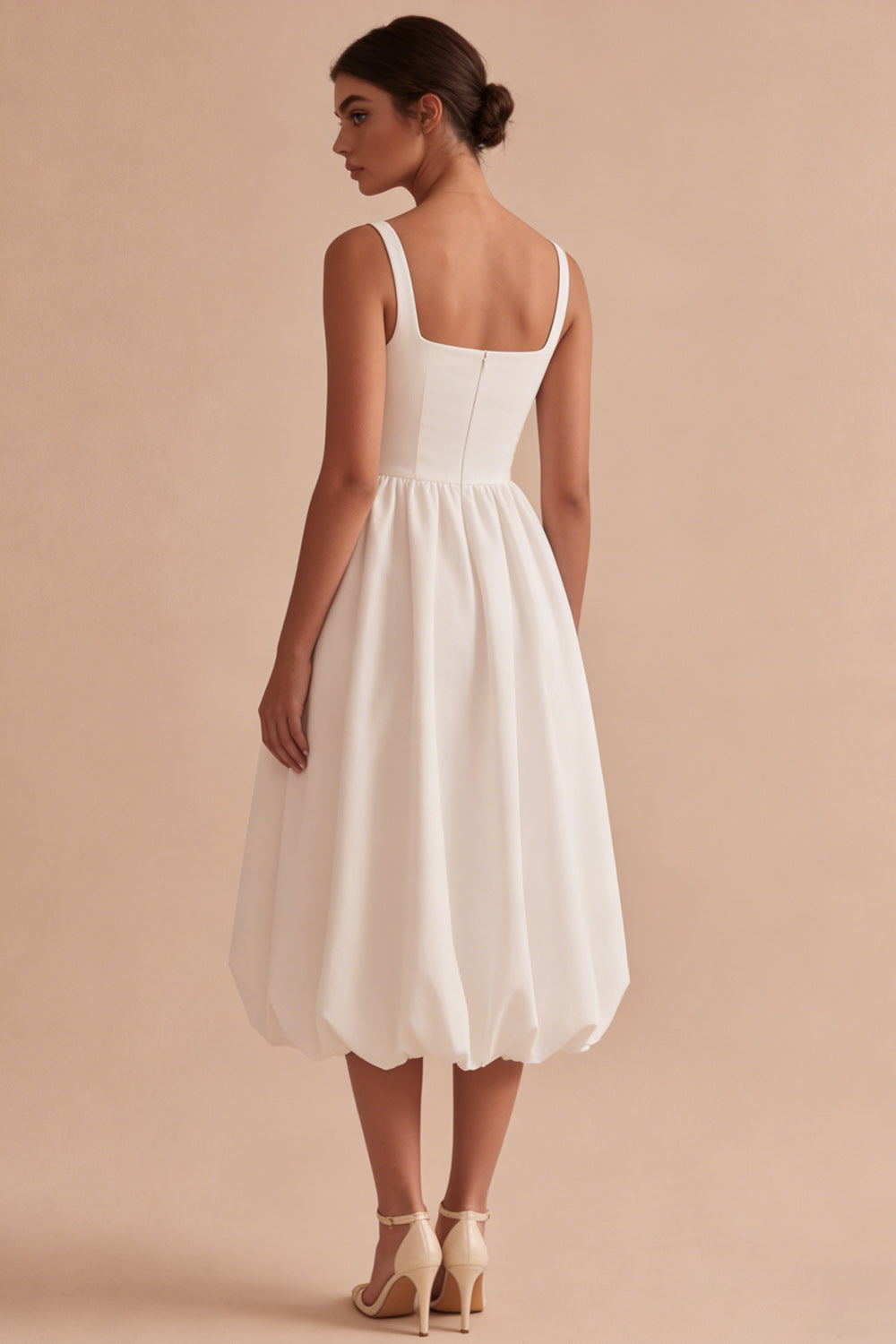 A Line Satin Midi White Dress