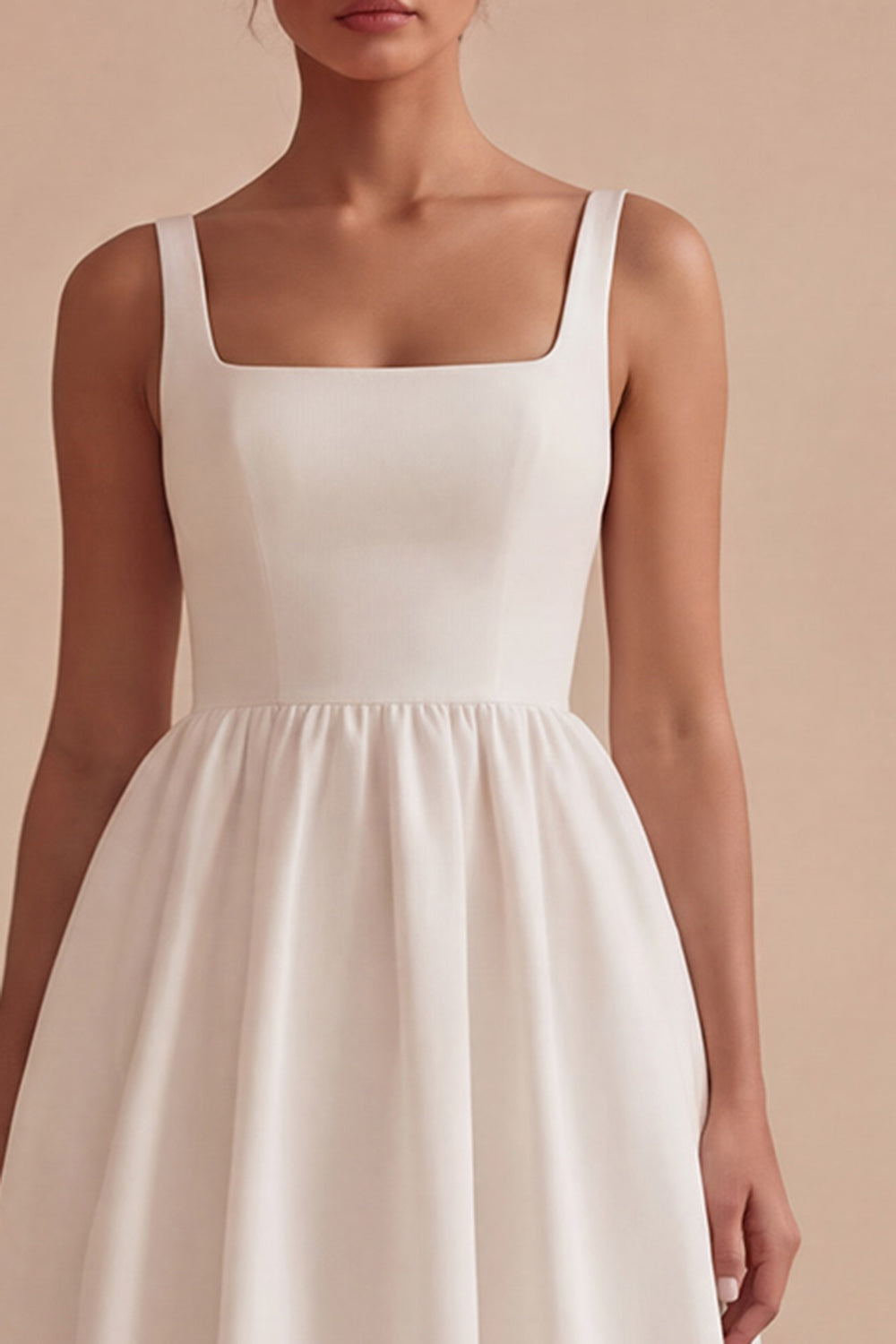 A Line Satin Midi White Dress