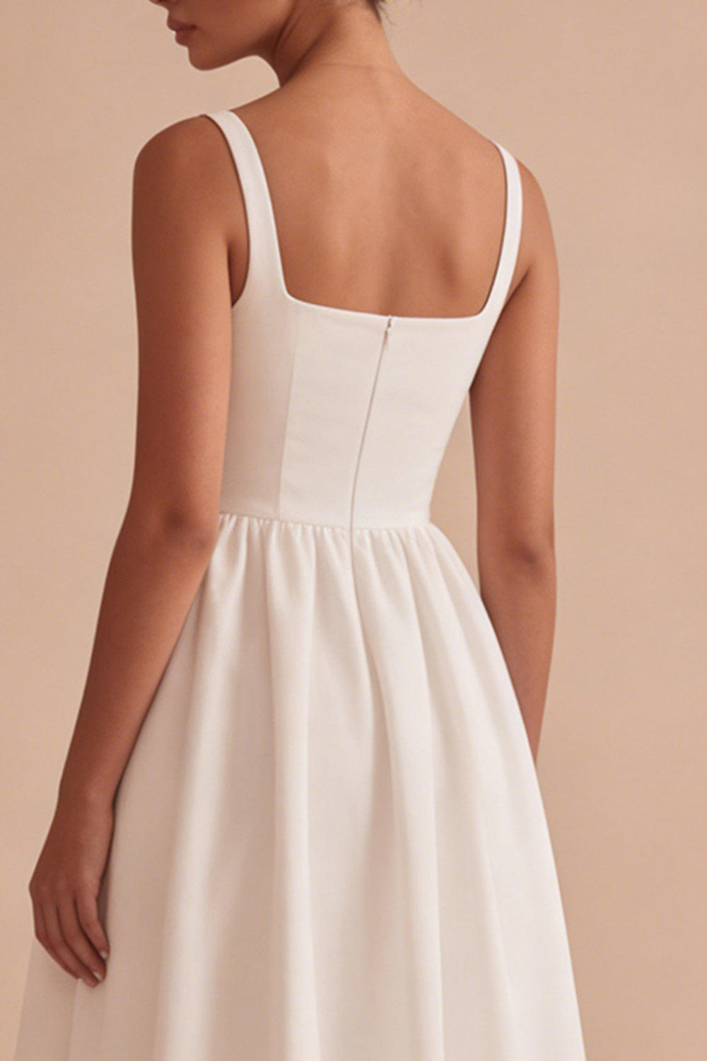 A Line Satin Midi White Dress