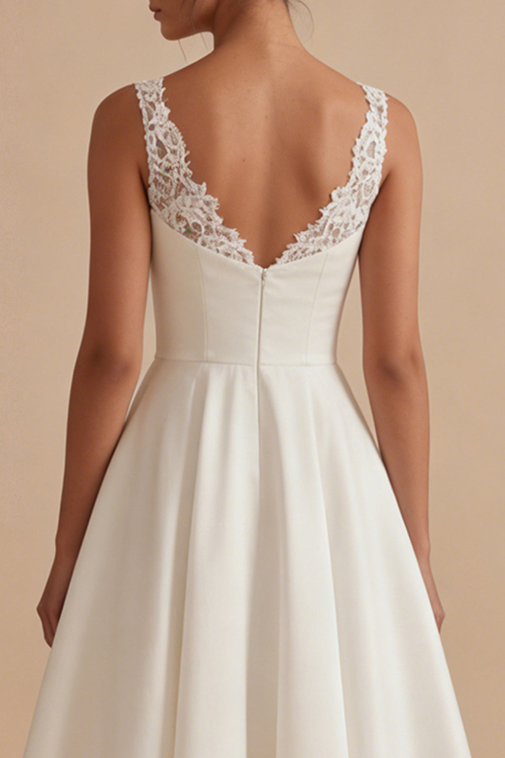 White A Line Satin V Neck Maxi Engagement Dress