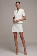 White Notched Lapel 2 Piece Bodycon Mini Work Dress