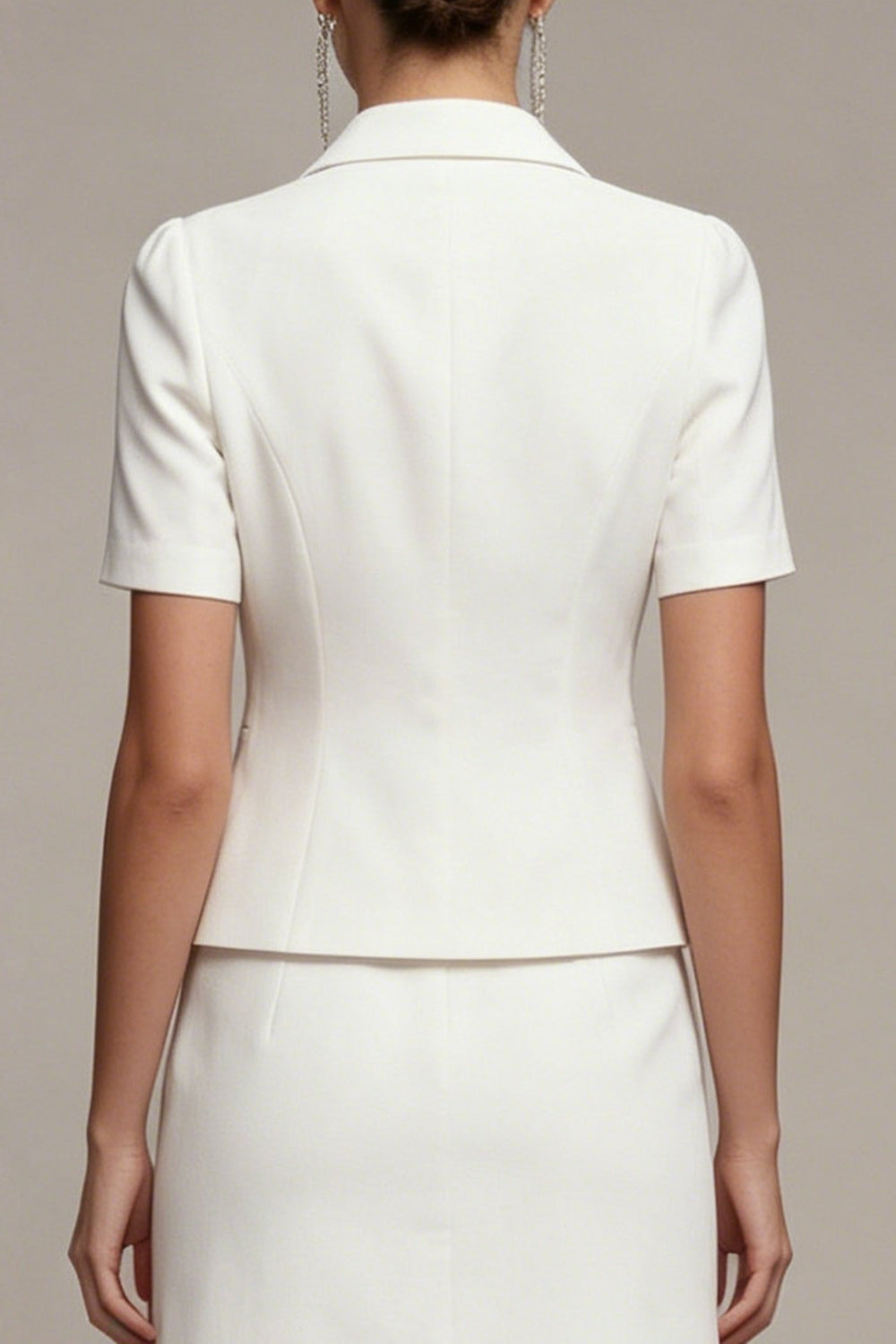 White Notched Lapel 2 Piece Bodycon Mini Work Dress
