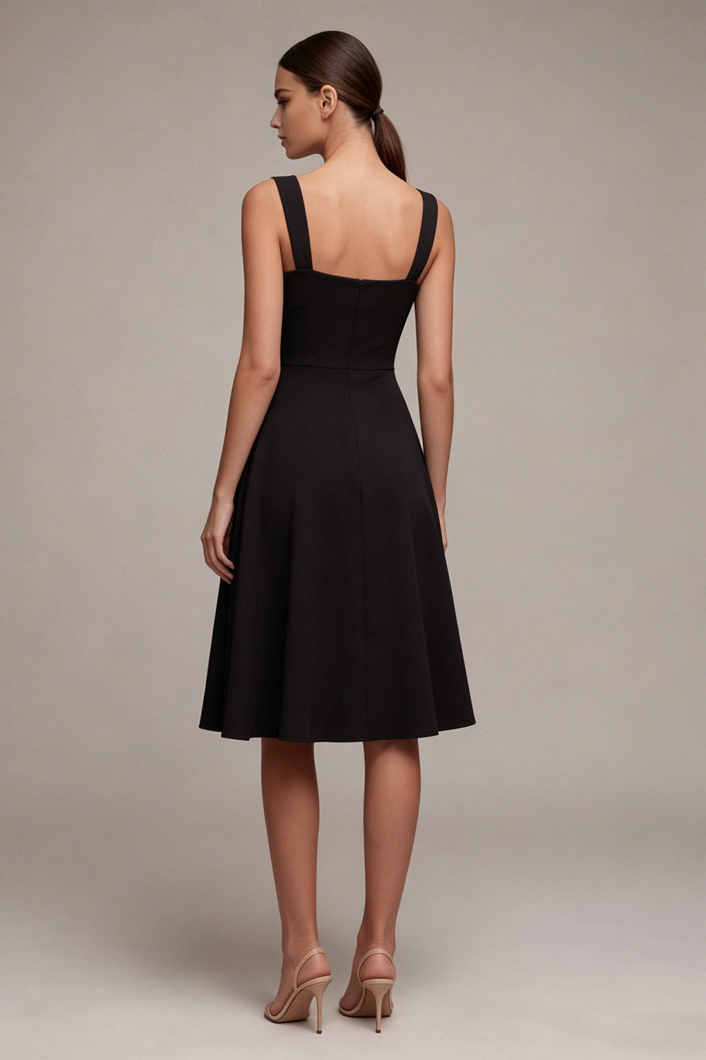 Black A Line Midi Dress with Slit