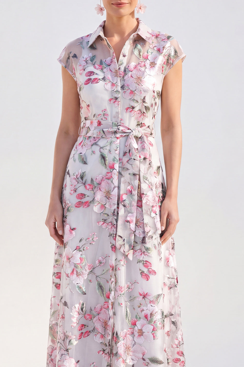 Black Floral A Line Maxi Mother of the Bride Dress with Sash