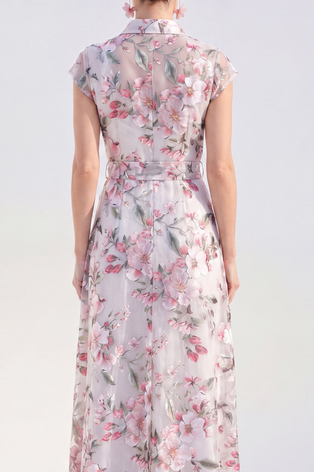 Black Floral A Line Maxi Mother of the Bride Dress with Sash