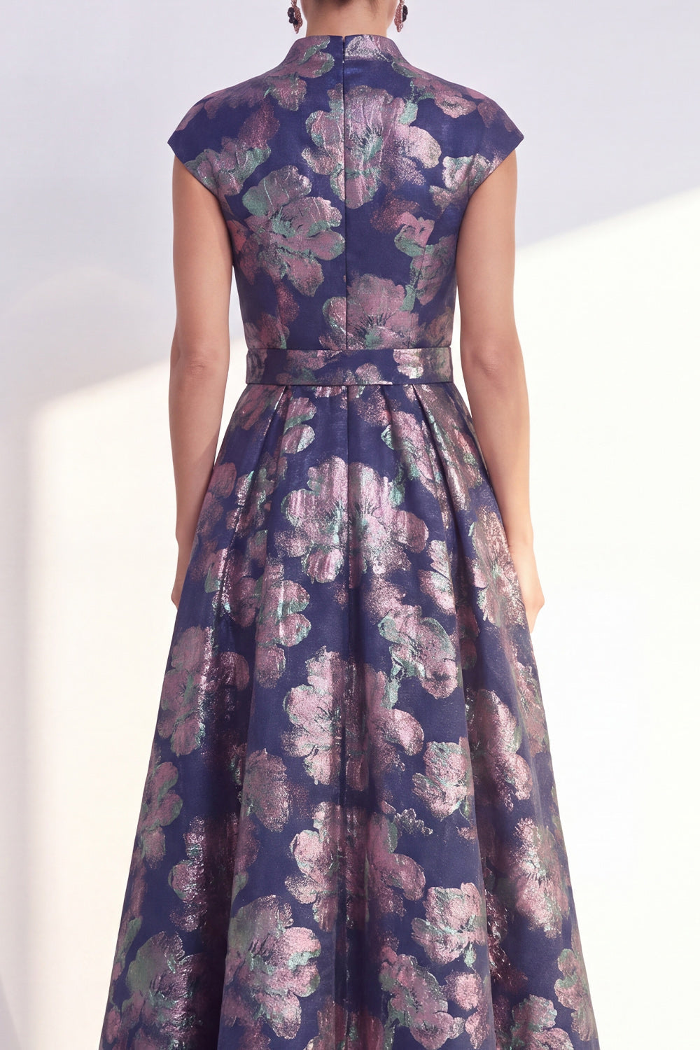 Floral Yellow A Line Maxi Mother of the Bride Dress with Sash