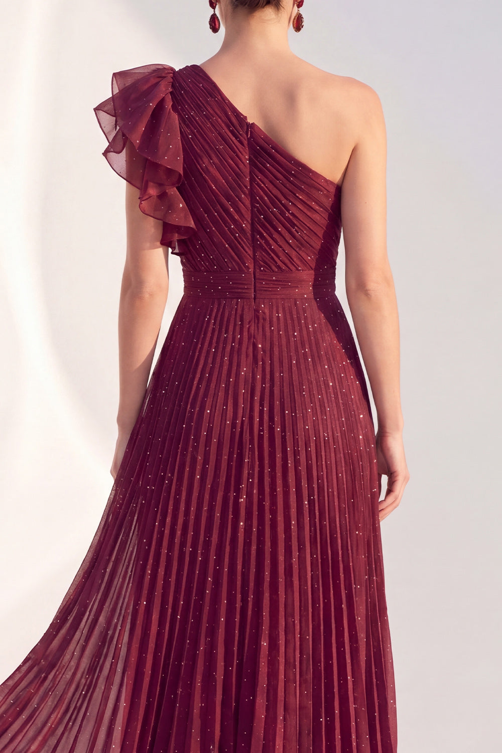Sparkly One Shoulder Navy A Line Pleated Mother of the Bride Dress