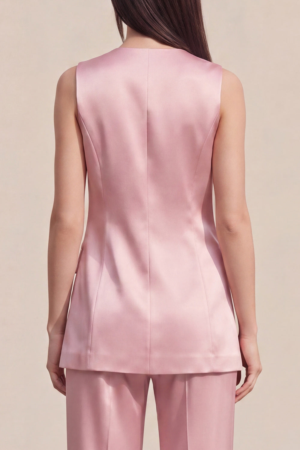 Satin Pink 2 Piece Single Buckle Slim Fit Women's Suits