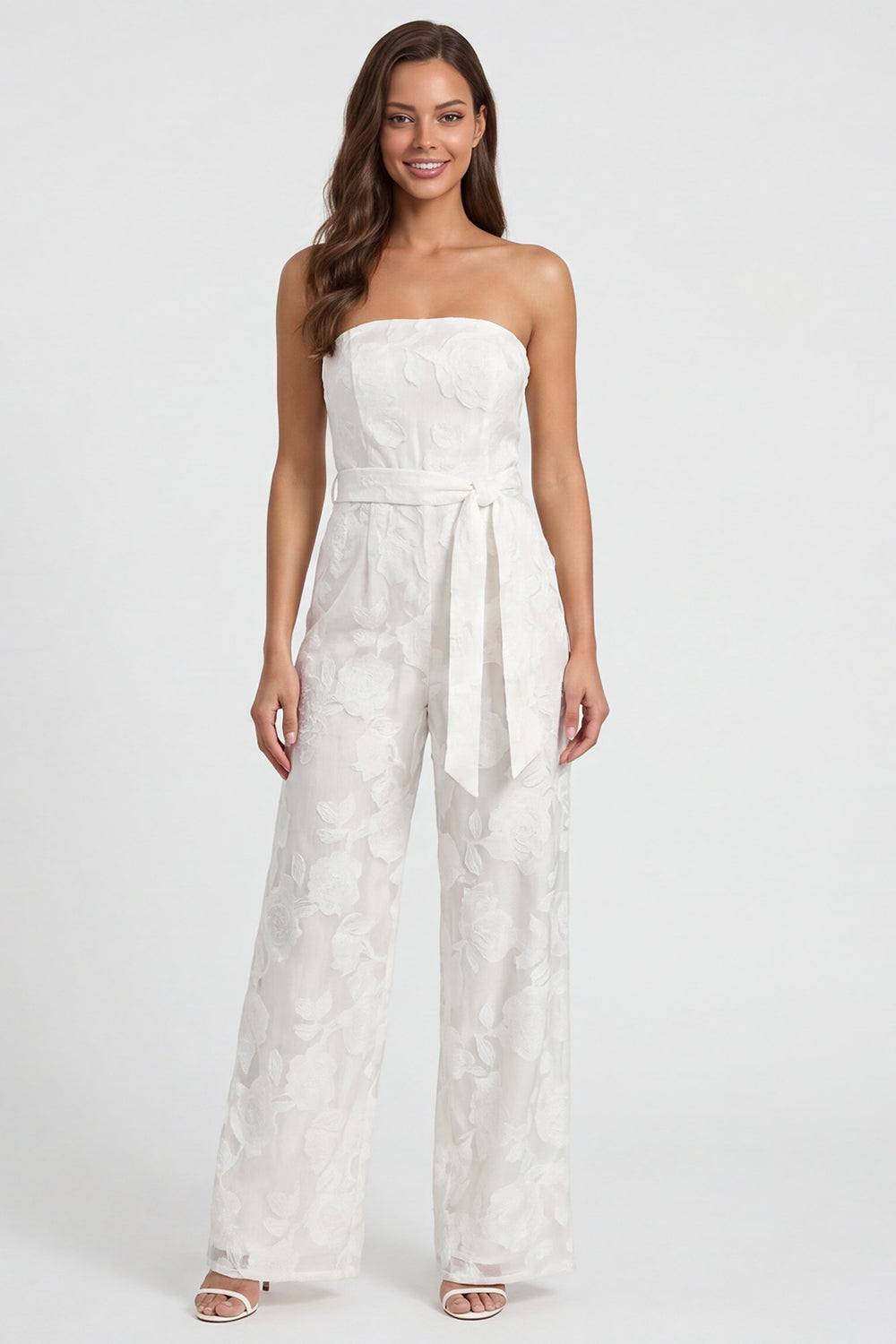 Floral Long Sleeve Notched Lapel 2 Piece Ivory Women's Suits
