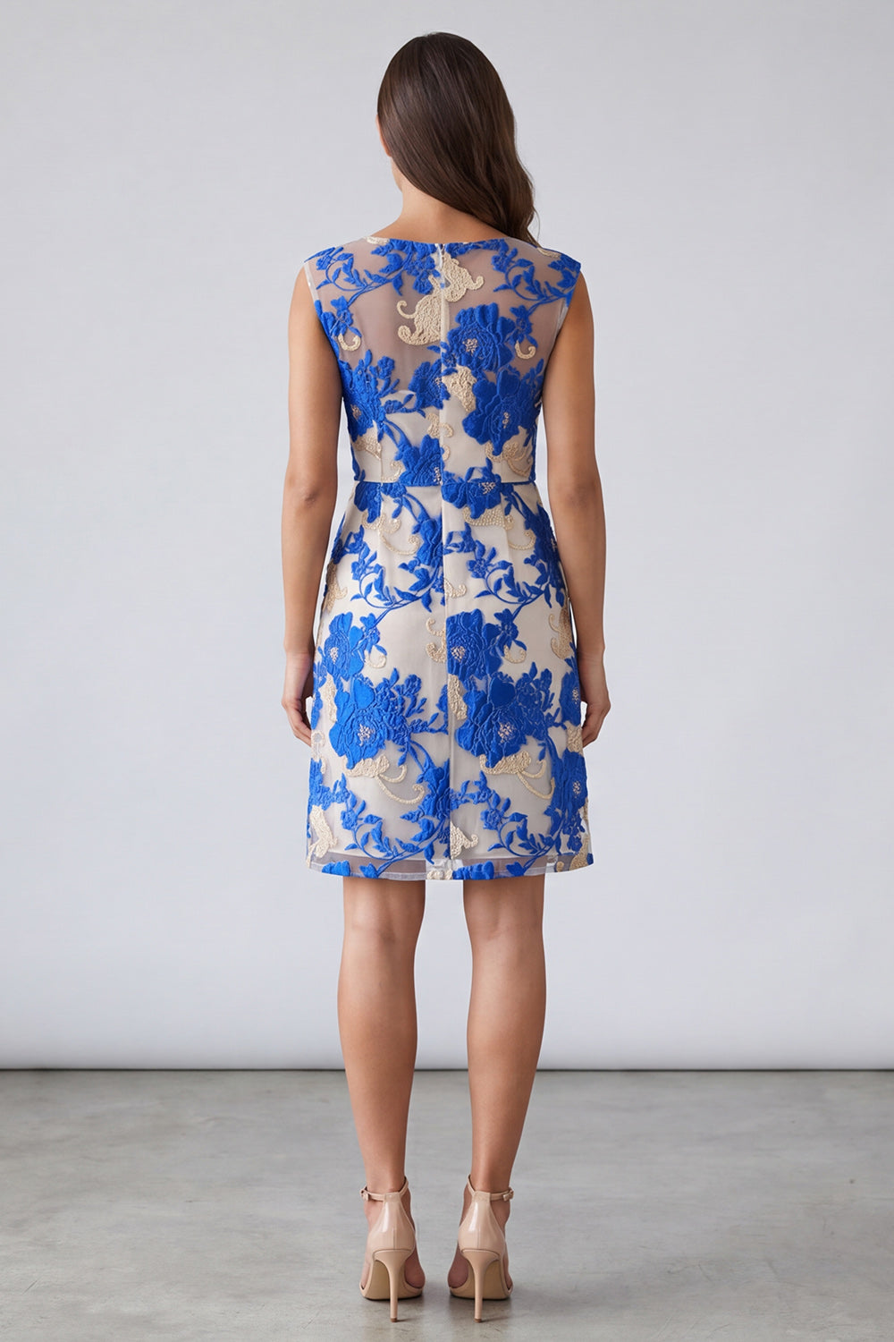 Appliqued Bodycon Blue Mini Work Dress