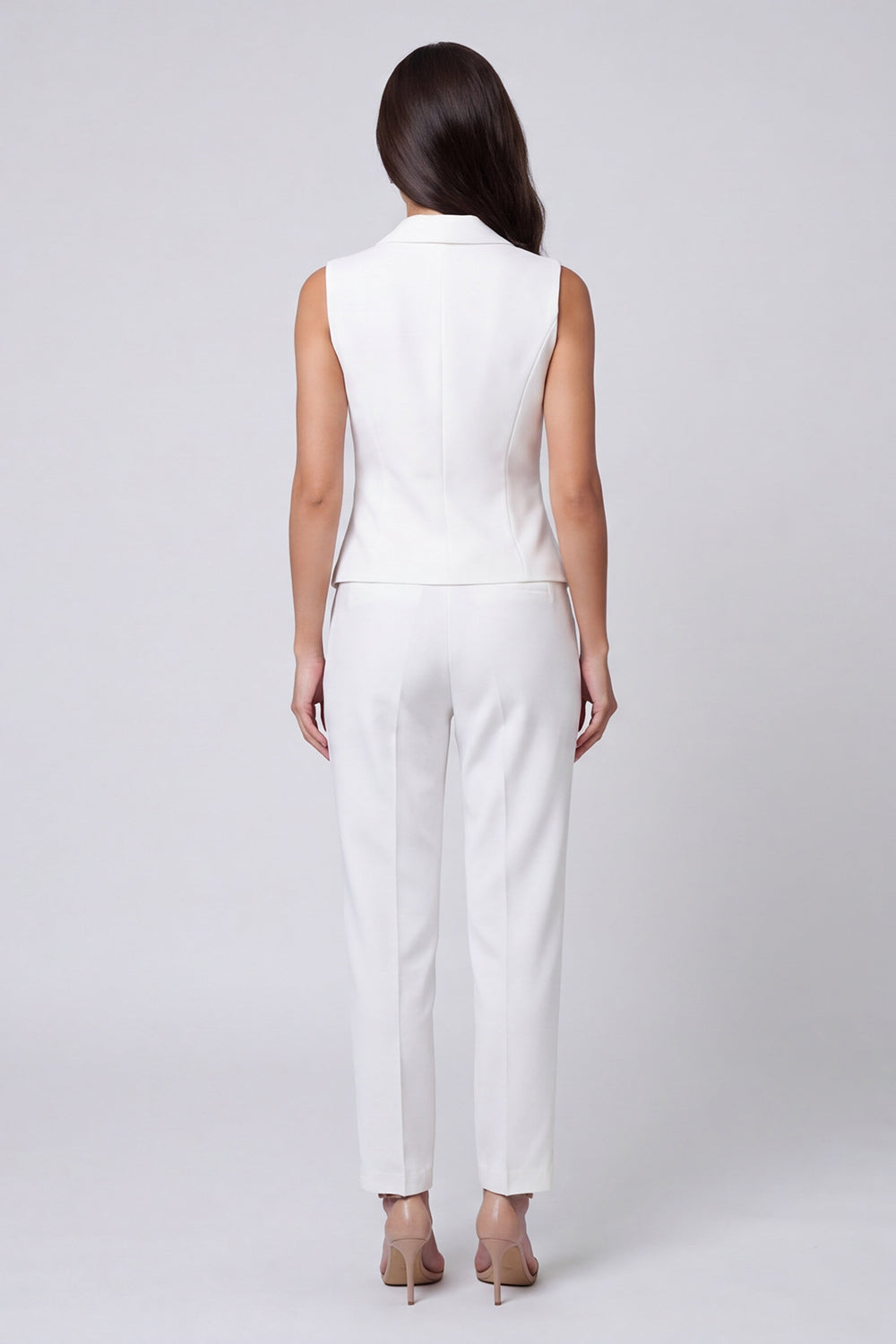 Shawl Lapel 2 Piece Ivory Sleeveless Women's Suits
