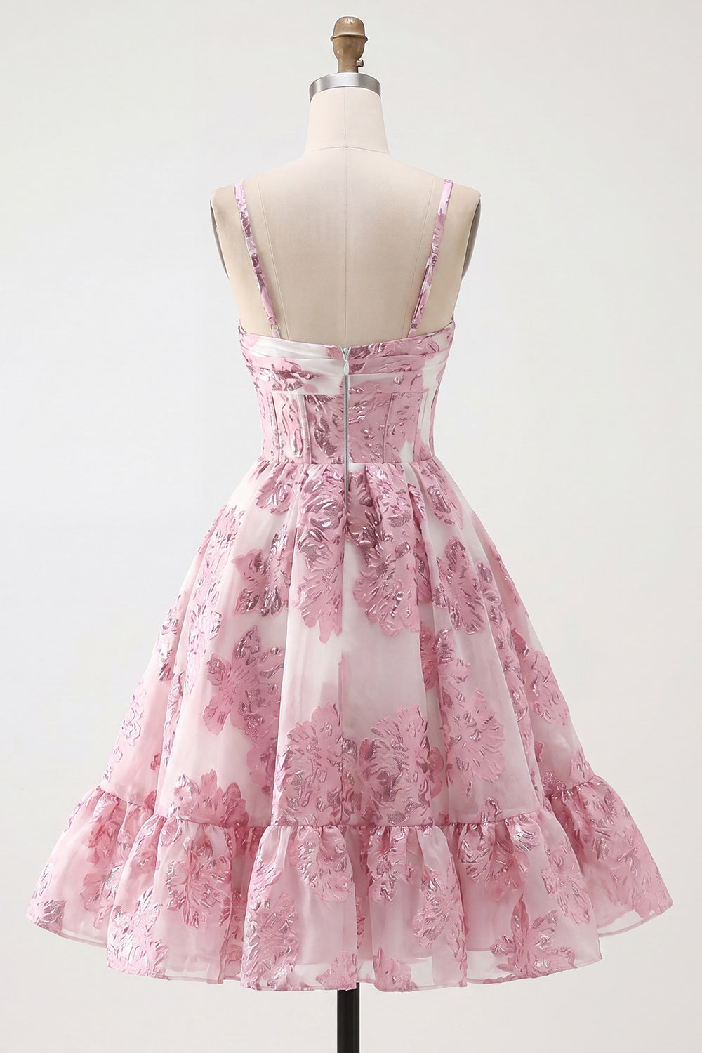 Pink 3D Flower Corset Cut Out A Line Homecoming Dress