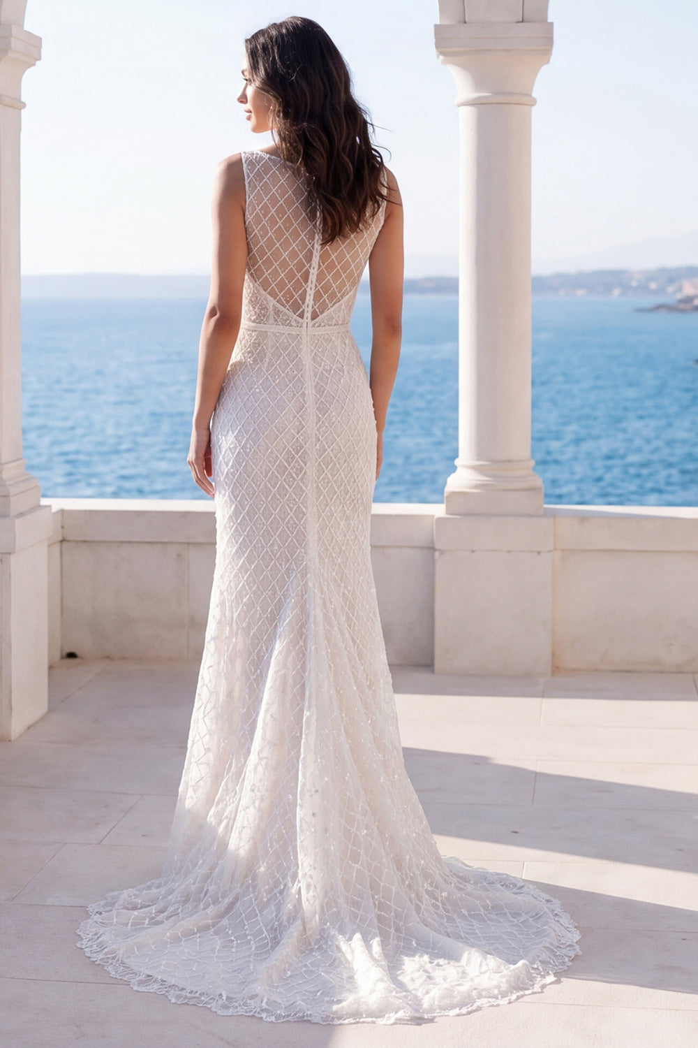 Sparkly Mermaid Ivory Maxi Wedding Dress