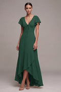 Dark Green A Line High Low Maxi Formal Dress