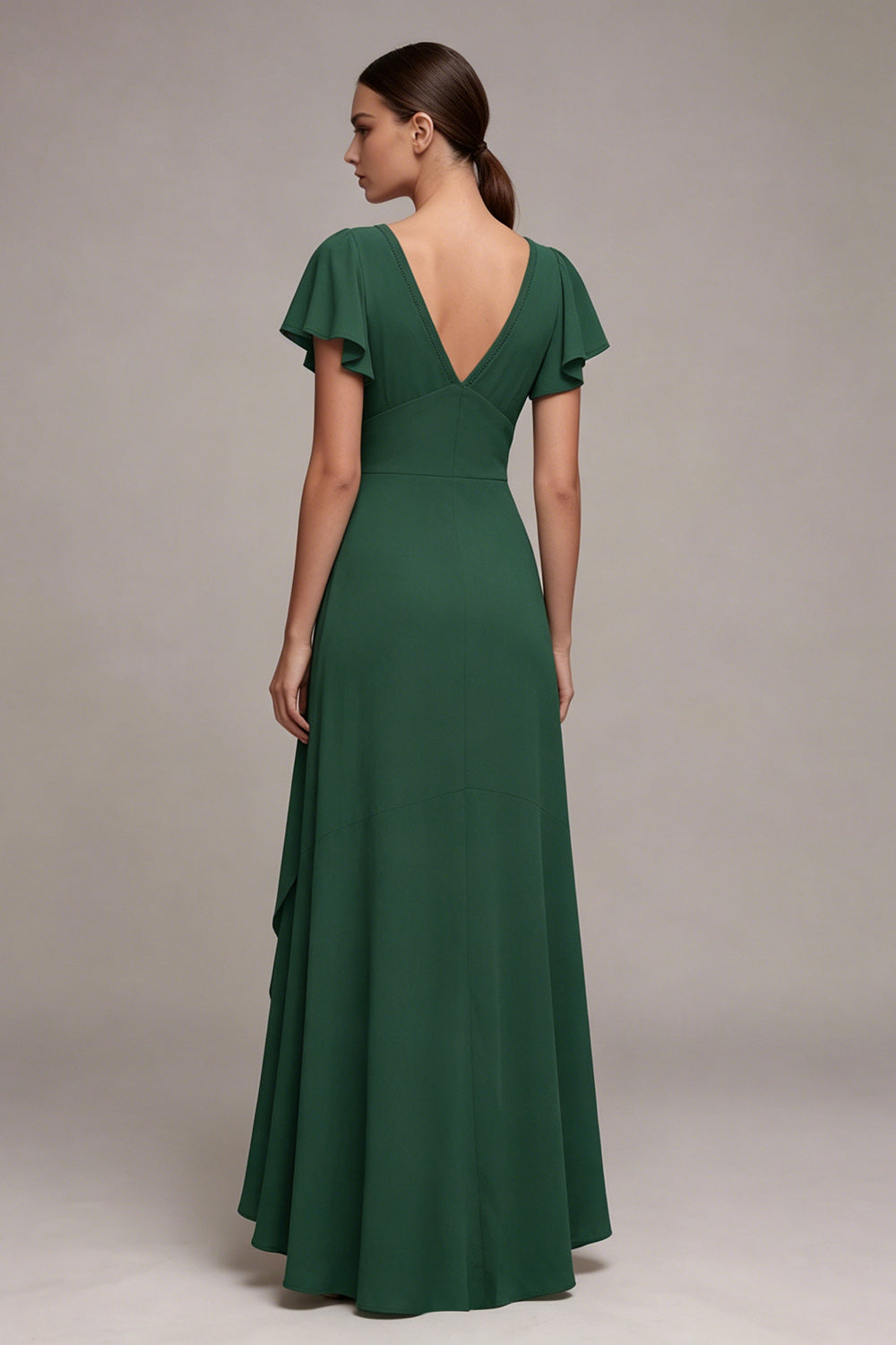 Dark Green A Line High Low Maxi Formal Dress