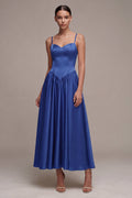 Royal Blue Pleated A Line Formal Dress